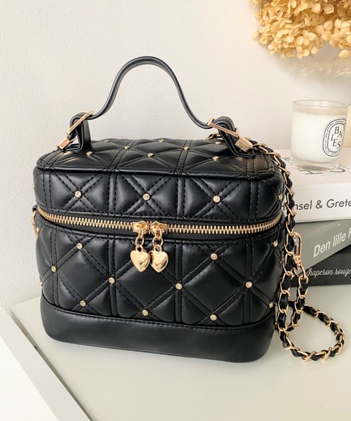 ハートチャームビジューキルティングバニティバッグ（ショルダーバッグ