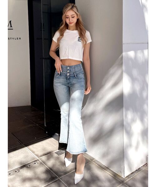 GYDA（ジェイダ）の「PalmTree Square gyda ワッペンショートトップス（Tシャツ/カットソー・レディース・ブラック/オフホワイト/グリーン/レッド・FREE）」の17枚目の写真