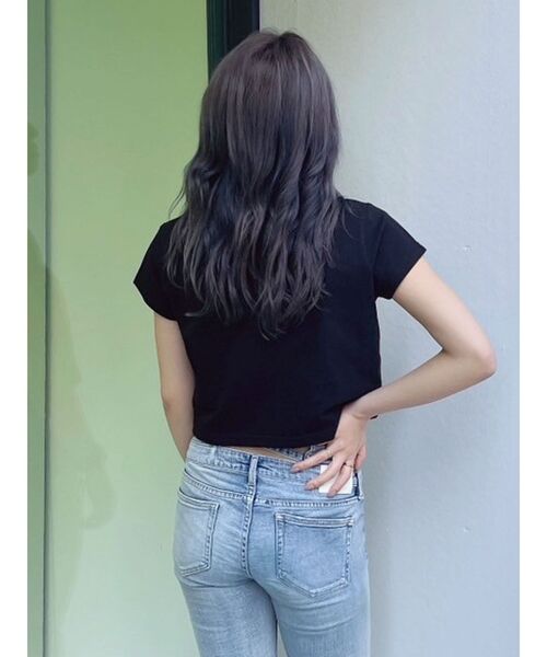 GYDA（ジェイダ）の「PalmTree Square gyda ワッペンショートトップス（Tシャツ/カットソー・レディース・ブラック/オフホワイト/グリーン/レッド・FREE）」の10枚目の写真