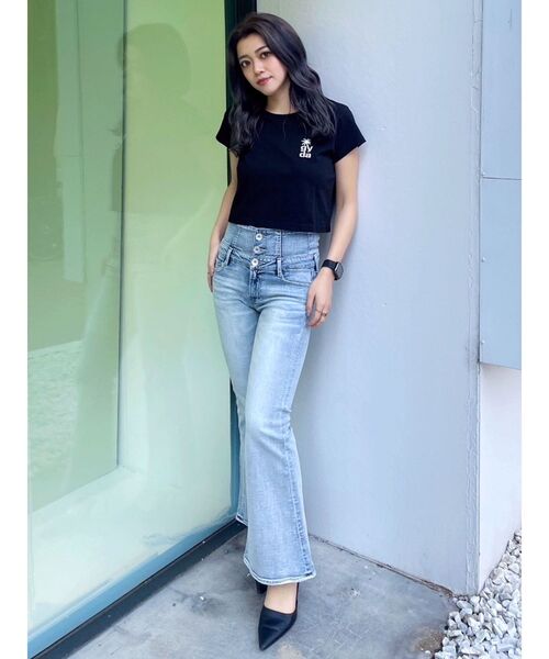 GYDA（ジェイダ）の「PalmTree Square gyda ワッペンショートトップス（Tシャツ/カットソー・レディース・ブラック/オフホワイト/グリーン/レッド・FREE）」の11枚目の写真