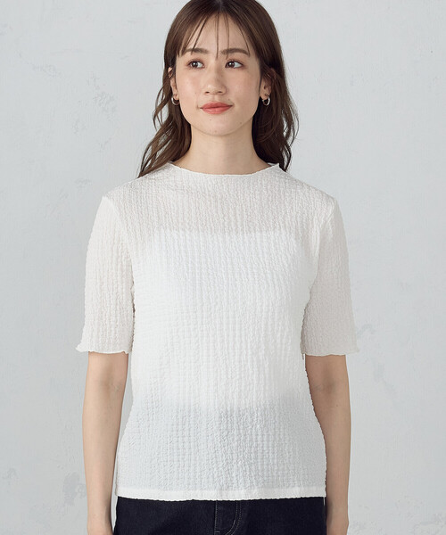 COMME CA ISM(コムサイズム)の「シャーリング ボトルネックカットソー(Tシャツ/カットソー・レディース・ホワイト/ブラック・MEDIUM/LARGE)」の3枚目の写真