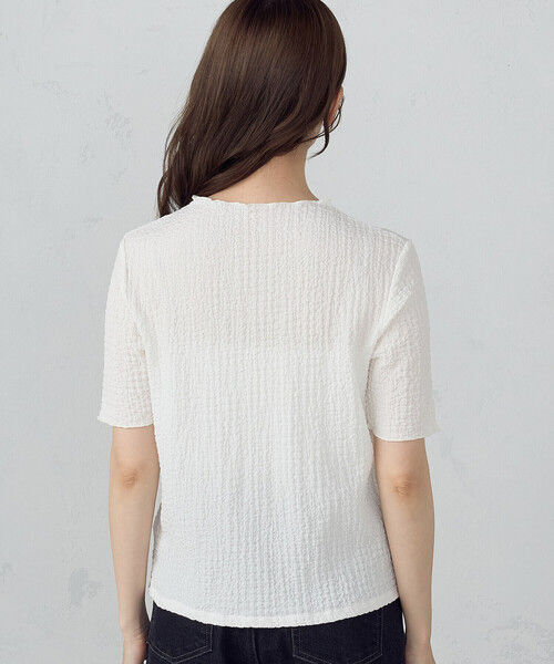 COMME CA ISM(コムサイズム)の「シャーリング ボトルネックカットソー(Tシャツ/カットソー・レディース・ホワイト/ブラック・MEDIUM/LARGE)」の5枚目の写真