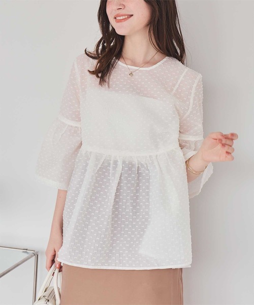 シアージャガードバックリボントップス（Tシャツ/カットソー