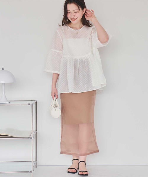 シアージャガードバックリボントップス（Tシャツ/カットソー