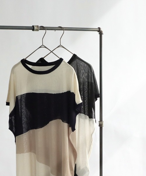 antiqua(アンティカ)の「麻タッチシアートップス(Tシャツ/カットソー・レディース・ベージュ/ブラック・ONESIZE)」の14枚目の写真