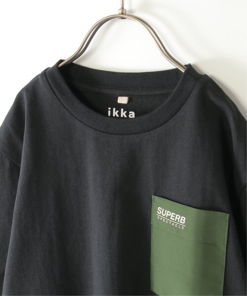ikka（イッカ）の「6分袖異素材ポケロゴTシャツ（120~160cm）（Tシャツ/カットソー・キッズ・オフホワイト/オリーブ/ブラック・150/140/130/120/160）」の8枚目の写真