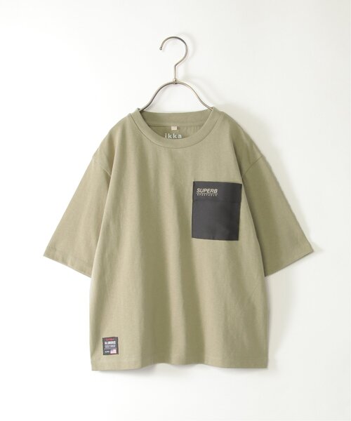 ikka（イッカ）の「6分袖異素材ポケロゴTシャツ（120~160cm）（Tシャツ/カットソー・キッズ・オフホワイト/オリーブ/ブラック・150/140/130/120/160）」の14枚目の写真