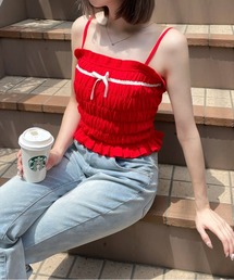 clear | 配色リボンニットキャミソール≪2024SS新作≫(キャミソール)