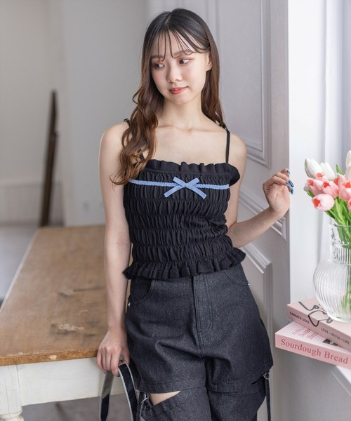 clear(クリア)の「配色リボンニットキャミソール(キャミソール・レディース・ブラック/レッド/ブルー・F)」の12枚目の写真