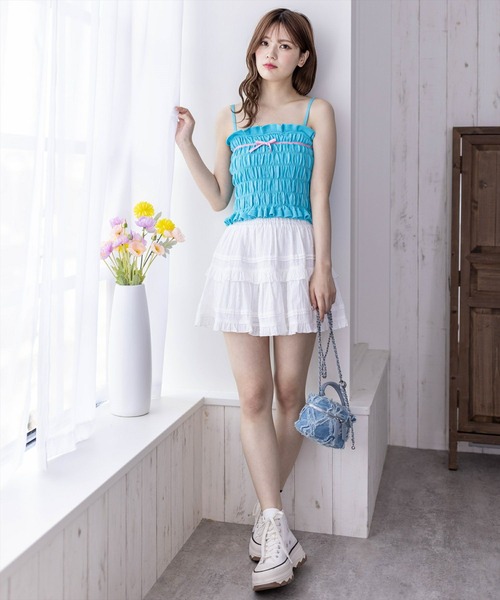 clear(クリア)の「配色リボンニットキャミソール(キャミソール・レディース・ブラック/レッド/ブルー・F)」の15枚目の写真