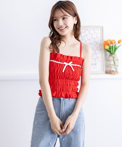 clear(クリア)の「配色リボンニットキャミソール(キャミソール・レディース・ブラック/レッド/ブルー・F)」の21枚目の写真