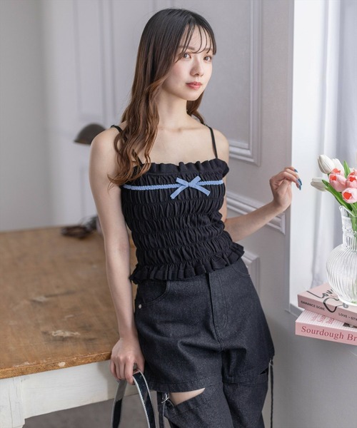 clear(クリア)の「配色リボンニットキャミソール(キャミソール・レディース・ブラック/レッド/ブルー・F)」の22枚目の写真