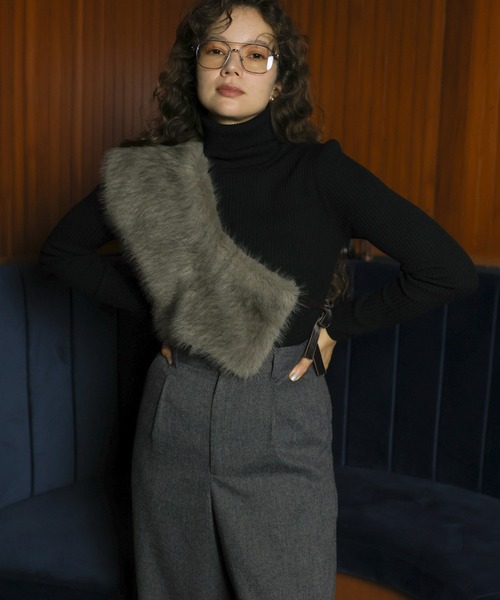 select MOCA（セレクトモカ）の「ツイードタックパンツ（スラックス・レディース・チャコール/ブラウン・MEDIUM/LARGE）」の10枚目の写真