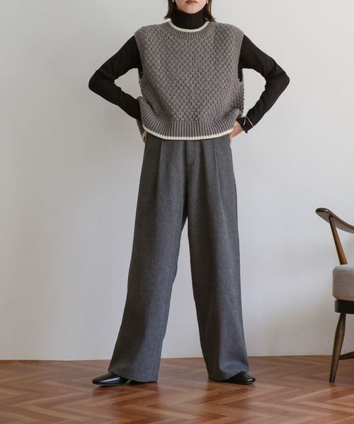 select MOCA（セレクトモカ）の「ツイードタックパンツ（スラックス・レディース・チャコール/ブラウン・MEDIUM/LARGE）」の21枚目の写真
