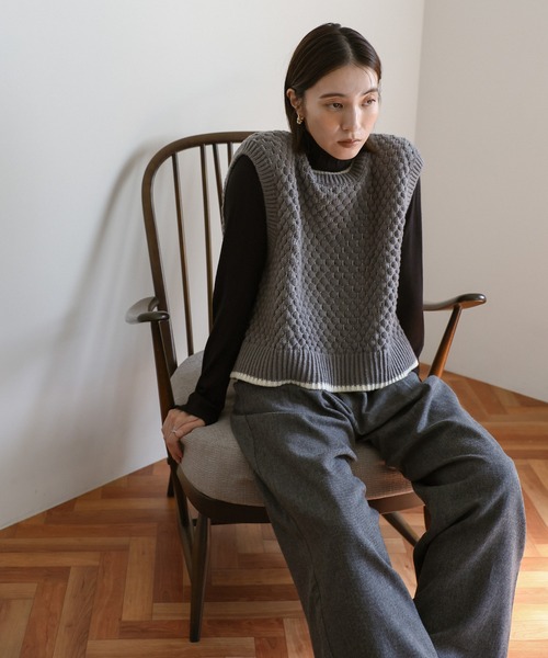 select MOCA（セレクトモカ）の「ツイードタックパンツ（スラックス・レディース・チャコール/ブラウン・MEDIUM/LARGE）」の20枚目の写真