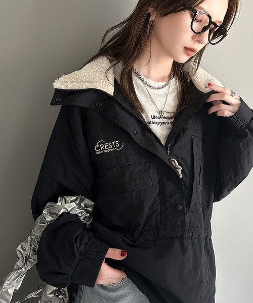 Java(ジャバ)の「《JaVa ジャバコラボ》主役を飾る大人レトロ配色。裏キルティング配色レトロハーフジップブルゾン(ブルゾン・レディース・ベージュ系その他/ホワイト系その他/ブラック系その他/ブルーグリーン/ブラック/ベージュ系・MEDIUM/X-LARGE/SMALL/LARGE)」の17枚目の写真