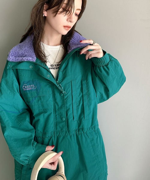 Java(ジャバ)の「《JaVa ジャバコラボ》主役を飾る大人レトロ配色。裏キルティング配色レトロハーフジップブルゾン(ブルゾン・レディース・ベージュ系その他/ホワイト系その他/ブラック系その他/ブルーグリーン/ブラック/ベージュ系・MEDIUM/X-LARGE/SMALL/LARGE)」の18枚目の写真