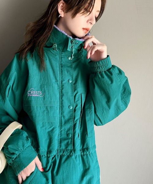 Java(ジャバ)の「《JaVa ジャバコラボ》主役を飾る大人レトロ配色。裏キルティング配色レトロハーフジップブルゾン(ブルゾン・レディース・ベージュ系その他/ホワイト系その他/ブラック系その他/ブルーグリーン/ブラック/ベージュ系・MEDIUM/X-LARGE/SMALL/LARGE)」の13枚目の写真