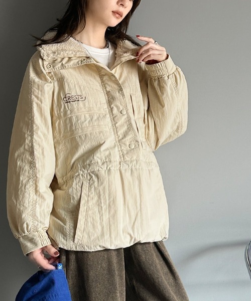 Java(ジャバ)の「《JaVa ジャバコラボ》主役を飾る大人レトロ配色。裏キルティング配色レトロハーフジップブルゾン(ブルゾン・レディース・ベージュ系その他/ホワイト系その他/ブラック系その他/ブルーグリーン/ブラック/ベージュ系・MEDIUM/X-LARGE/SMALL/LARGE)」の15枚目の写真