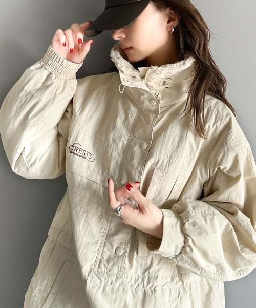 Java(ジャバ)の「《JaVa ジャバコラボ》主役を飾る大人レトロ配色。裏キルティング配色レトロハーフジップブルゾン(ブルゾン・レディース・ベージュ系その他/ホワイト系その他/ブラック系その他/ブルーグリーン/ブラック/ベージュ系・MEDIUM/X-LARGE/SMALL/LARGE)」の14枚目の写真