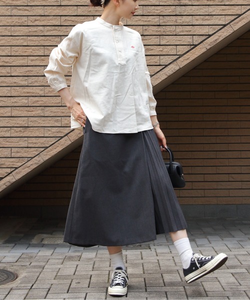 DANTON（ダントン）の「DANTON/ダントン　ヘンリーネックプルオーバーシャツ　HENLEY NECK PULLOVER SHIRT　DT-B0304 OCV（シャツ/ブラウス・レディース・アイボリー/グレー・38）」の8枚目の写真