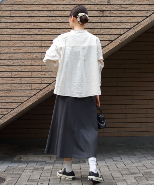 DANTON（ダントン）の「DANTON/ダントン　ヘンリーネックプルオーバーシャツ　HENLEY NECK PULLOVER SHIRT　DT-B0304 OCV（シャツ/ブラウス・レディース・アイボリー/グレー・38）」の10枚目の写真