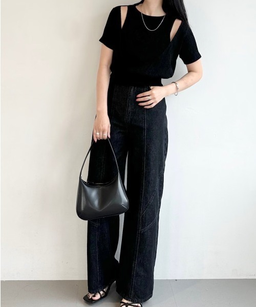 Formeque（フォルミーク）の「【Formeque】カットアウトトップス（Tシャツ/カットソー・レディース・ブラック/ホワイト・FREE）」の11枚目の写真