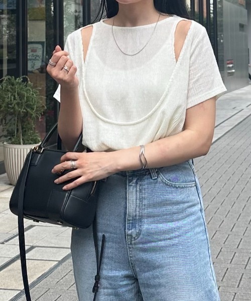 Formeque（フォルミーク）の「【Formeque】カットアウトトップス（Tシャツ/カットソー・レディース・ブラック/ホワイト・FREE）」の3枚目の写真