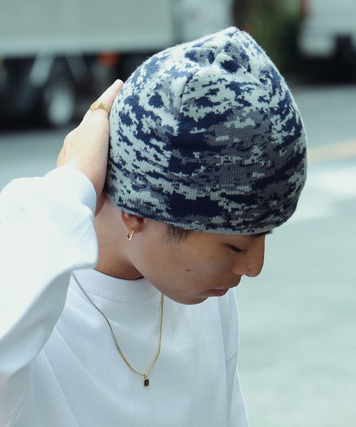 BEAMS(ビームス)の「デジカモ ワッチキャップ(ニットキャップ/ビーニー・メンズ・オレンジ/ダークブラウン/ネイビー・ONE SIZE)」の3枚目の写真