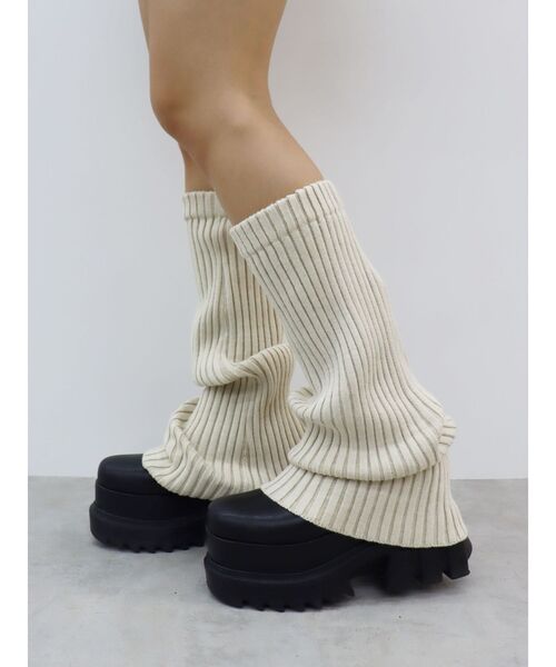 EVRIS（エヴリス）の「プレーティングリブレッグウォーマー（レッグウォーマー・レディース・グレー/レッド/アイボリー・FREE）」の10枚目の写真