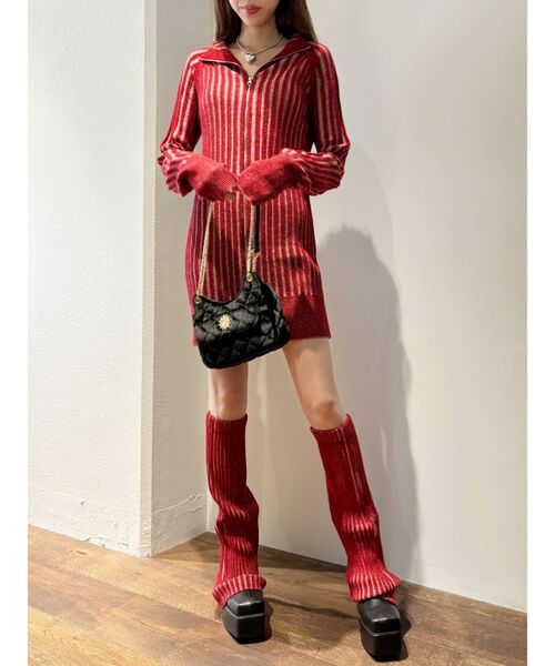 EVRIS（エヴリス）の「プレーティングリブレッグウォーマー（レッグウォーマー・レディース・グレー/レッド/アイボリー・FREE）」の18枚目の写真