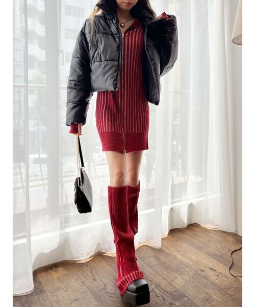 EVRIS（エヴリス）の「プレーティングリブレッグウォーマー（レッグウォーマー・レディース・グレー/レッド/アイボリー・FREE）」の20枚目の写真