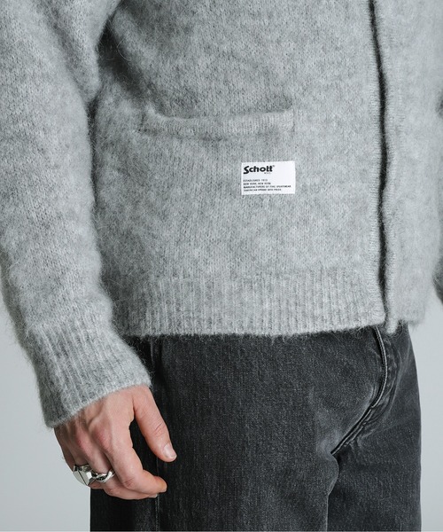 Schott グレー M モヘアカーディガン MOHAIR KNIT CARDIGAN/モヘアニット カーディガン | Schott