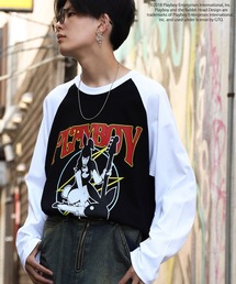 PLAYBOY | 【PLAYBOY】×【SEQUENZ】 バンド プリント ルーズシルエット ラグラン 長袖 Tシャツ / ロンT(Tシャツ/カットソー)