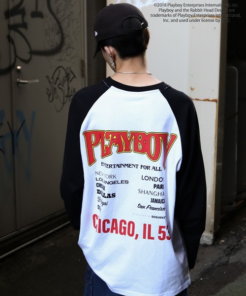 PLAYBOY(プレイボーイ)の「【PLAYBOY】×【SEQUENZ】 バンド プリント ルーズシルエット ラグラン 長袖 Tシャツ / ロンT(Tシャツ/カットソー・メンズ・ネイビー/ブラック/ホワイト/ワイン・SMALL/MEDIUM/LARGE/X-LARGE)」の9枚目の写真