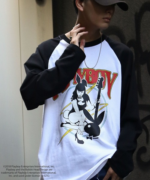 PLAYBOY(プレイボーイ)の「【PLAYBOY】×【SEQUENZ】 バンド プリント ルーズシルエット ラグラン 長袖 Tシャツ / ロンT(Tシャツ/カットソー・メンズ・ネイビー/ブラック/ホワイト/ワイン・SMALL/MEDIUM/LARGE/X-LARGE)」の10枚目の写真