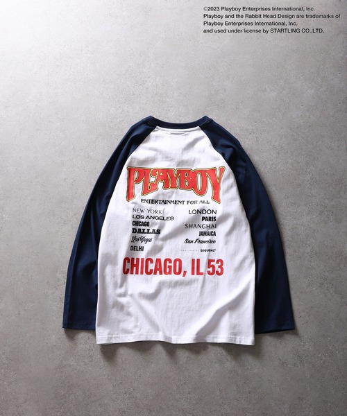 PLAYBOY(プレイボーイ)の「【PLAYBOY】×【SEQUENZ】 バンド プリント ルーズシルエット ラグラン 長袖 Tシャツ / ロンT(Tシャツ/カットソー・メンズ・ネイビー/ブラック/ホワイト/ワイン・SMALL/MEDIUM/LARGE/X-LARGE)」の19枚目の写真