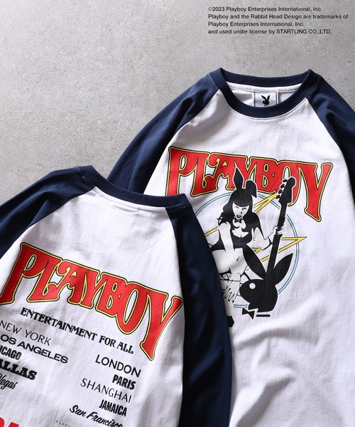 限定モデル　激レア　ロングTシャツ セール】【PLAYBOY】×【SEQUENZ】 バンド プリント ルーズシルエット