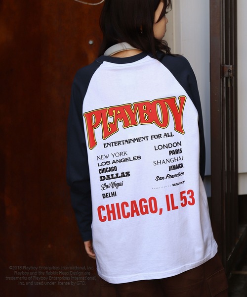 PLAYBOY(プレイボーイ)の「【PLAYBOY】×【SEQUENZ】 バンド プリント ルーズシルエット ラグラン 長袖 Tシャツ / ロンT(Tシャツ/カットソー・メンズ・ネイビー/ブラック/ホワイト/ワイン・SMALL/MEDIUM/LARGE/X-LARGE)」の6枚目の写真