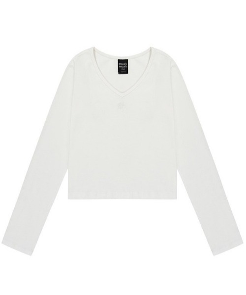 muahmuah（ムーアムーア）の「A'GEM/9 × .kom 『muah muah/ムーアムーア』 LOGO STITCH V-NECK LONG SLEEVE/ロゴステッチVネックロングシャツ（Tシャツ/カットソー・レディース・ブラック/ホワイト/ブルー・FREE）」の16枚目の写真