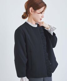 le.coeur blanc | Perle Peche フロントフリルノーカラージャケット(ノーカラージャケット)