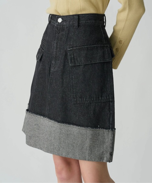 WILLFULLY(ウィルフリー)の「roll up hem various pocket mini SK(デニムスカート・レディース・ホワイト/ライトブルー/ブラック・M/S)」の6枚目の写真