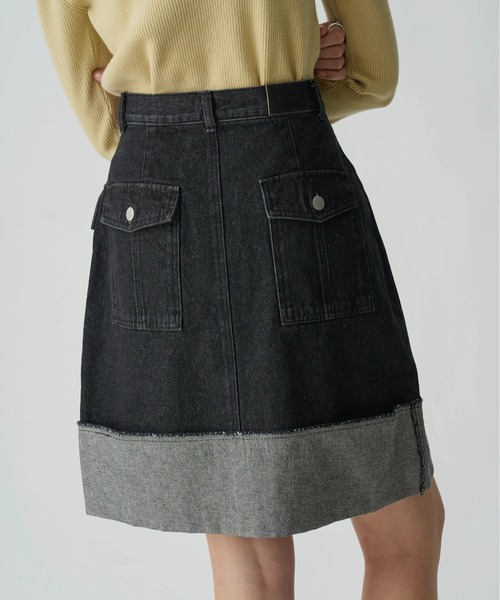 WILLFULLY(ウィルフリー)の「roll up hem various pocket mini SK(デニムスカート・レディース・ホワイト/ライトブルー/ブラック・M/S)」の7枚目の写真