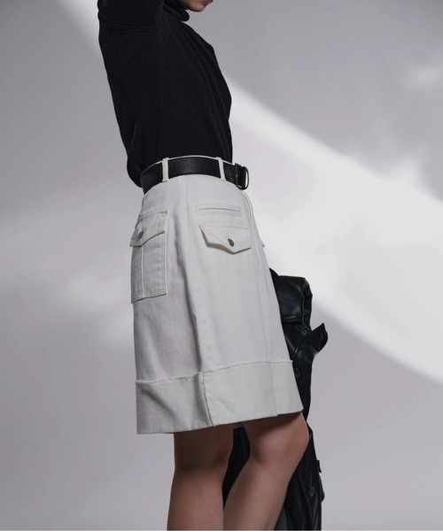WILLFULLY(ウィルフリー)の「roll up hem various pocket mini SK(デニムスカート・レディース・ホワイト/ライトブルー/ブラック・M/S)」の9枚目の写真