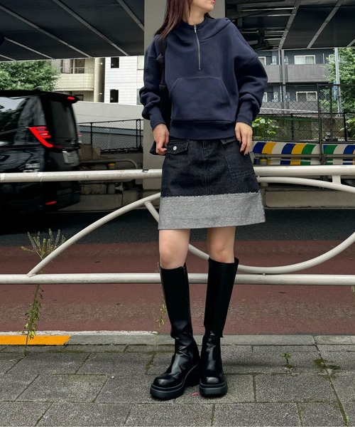 WILLFULLY(ウィルフリー)の「roll up hem various pocket mini SK(デニムスカート・レディース・ホワイト/ライトブルー/ブラック・M/S)」の14枚目の写真