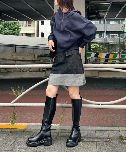 WILLFULLY(ウィルフリー)の「roll up hem various pocket mini SK(デニムスカート・レディース・ホワイト/ライトブルー/ブラック・M/S)」の13枚目の写真