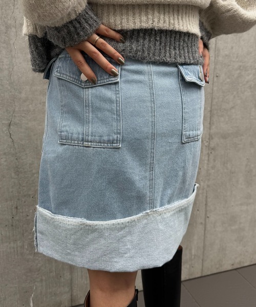 WILLFULLY(ウィルフリー)の「roll up hem various pocket mini SK(デニムスカート・レディース・ホワイト/ライトブルー/ブラック・M/S)」の17枚目の写真