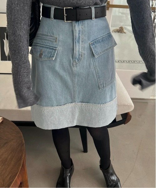 WILLFULLY(ウィルフリー)の「roll up hem various pocket mini SK(デニムスカート・レディース・ホワイト/ライトブルー/ブラック・M/S)」の20枚目の写真