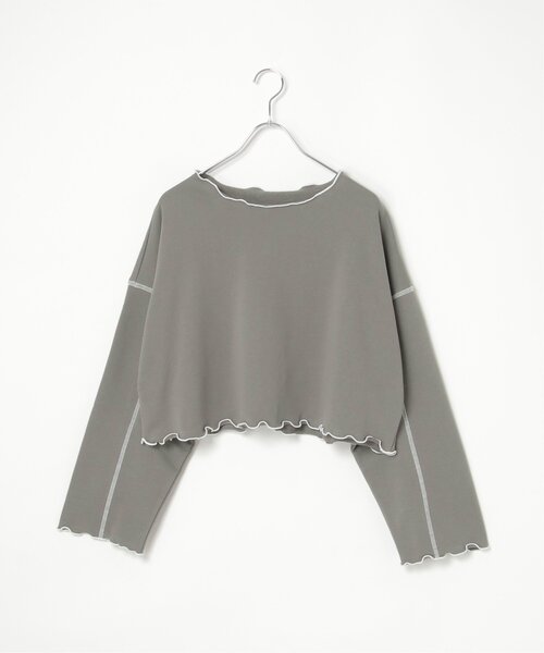 VENCEEXCHANGE（ヴァンスエクスチェンジ）の「裏毛配色ステッチトップス（Tシャツ/カットソー・レディース・オフホワイト/チャコール/チェリーレッド・FREE）」の21枚目の写真