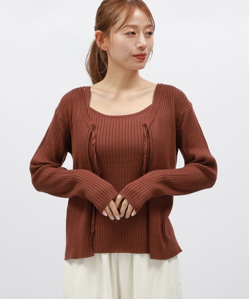 LAKOLE(ラコレ)の「キャミセットリボンカーディガン/144939(カーディガン/ボレロ・レディース・その他9/ブラック/ブラウン/チャコール・FREE)」の3枚目の写真